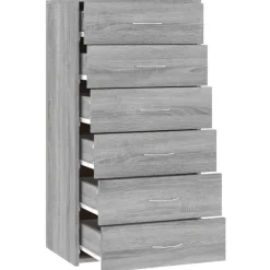 vidaXL - Dressoir met 6 lades - Grijs sonoma eiken - Bewerkt hout - 50x34x96 cm