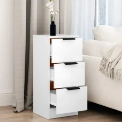vidaXL - Dressoir met 3 lades - Wit - Bewerkt hout - 30x30x70 cm Discount