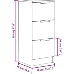 vidaXL - Dressoir met 3 lades - Wit - Bewerkt hout - 30x30x70 cm Discount
