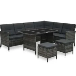 vidaXL - Eethoek - Grijs - Poly rattan New