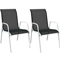 vidaXL - Eethoek Voor Buiten - Zwart - Staal - 3 stuks