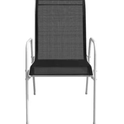 vidaXL - Eethoek Voor Buiten - Zwart - Staal - 3 stuks