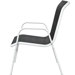 vidaXL - Eethoek Voor Buiten - Zwart - Staal - 3 stuks