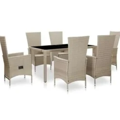 vidaXL - Eethoek Voor Buiten - Beige - Poly rattan - 150 cm tafellengte Outlet