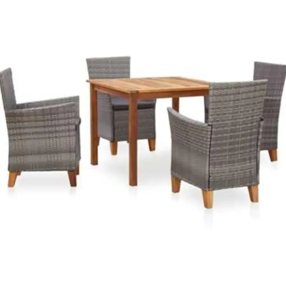 vidaXL - Eethoek Voor Buiten - Grijs - Poly rattan Discount