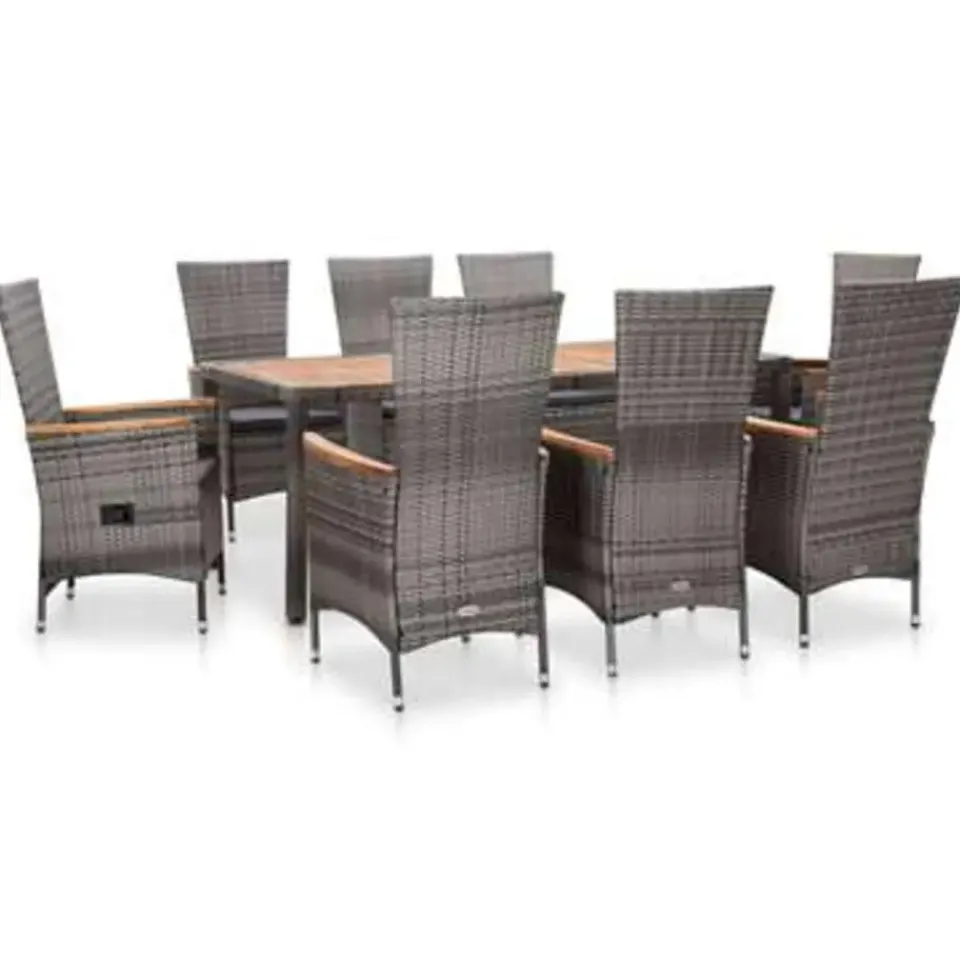 vidaXL - Eethoek Voor Buiten - Grijs - Poly rattan Outlet