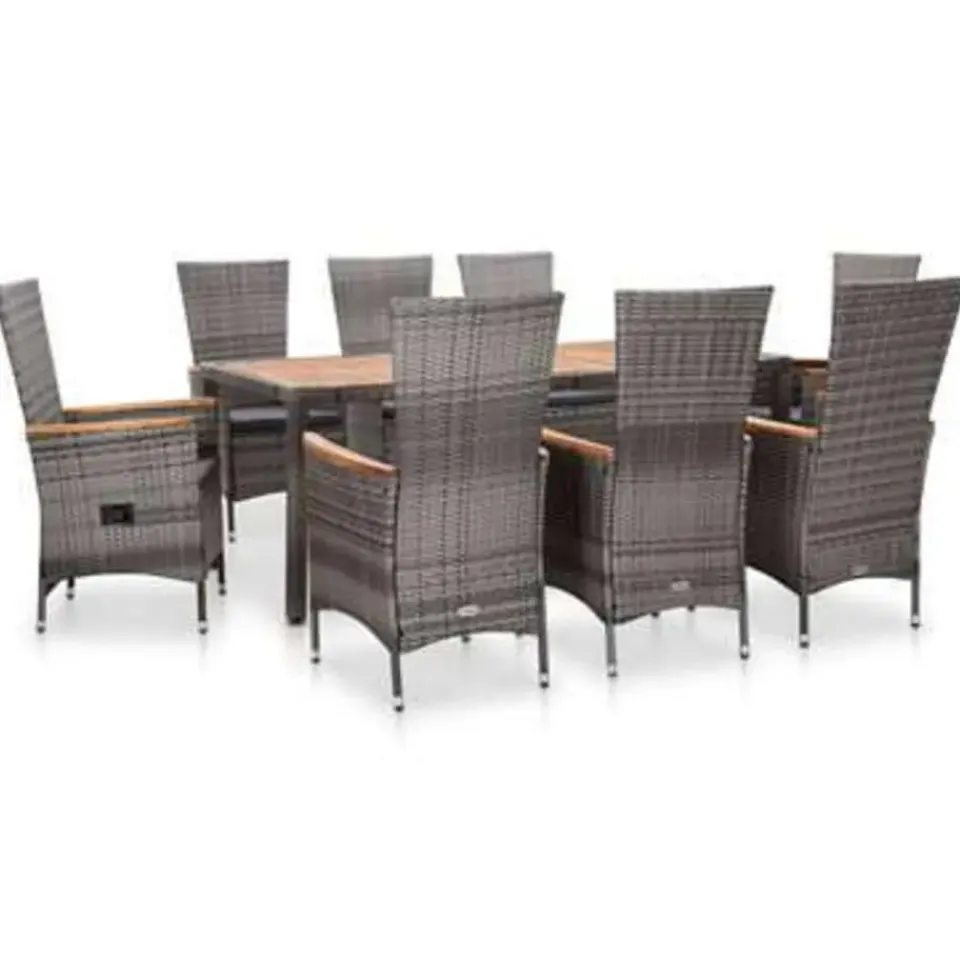 vidaXL - Eethoek Voor Buiten - Grijs - Poly rattan Outlet