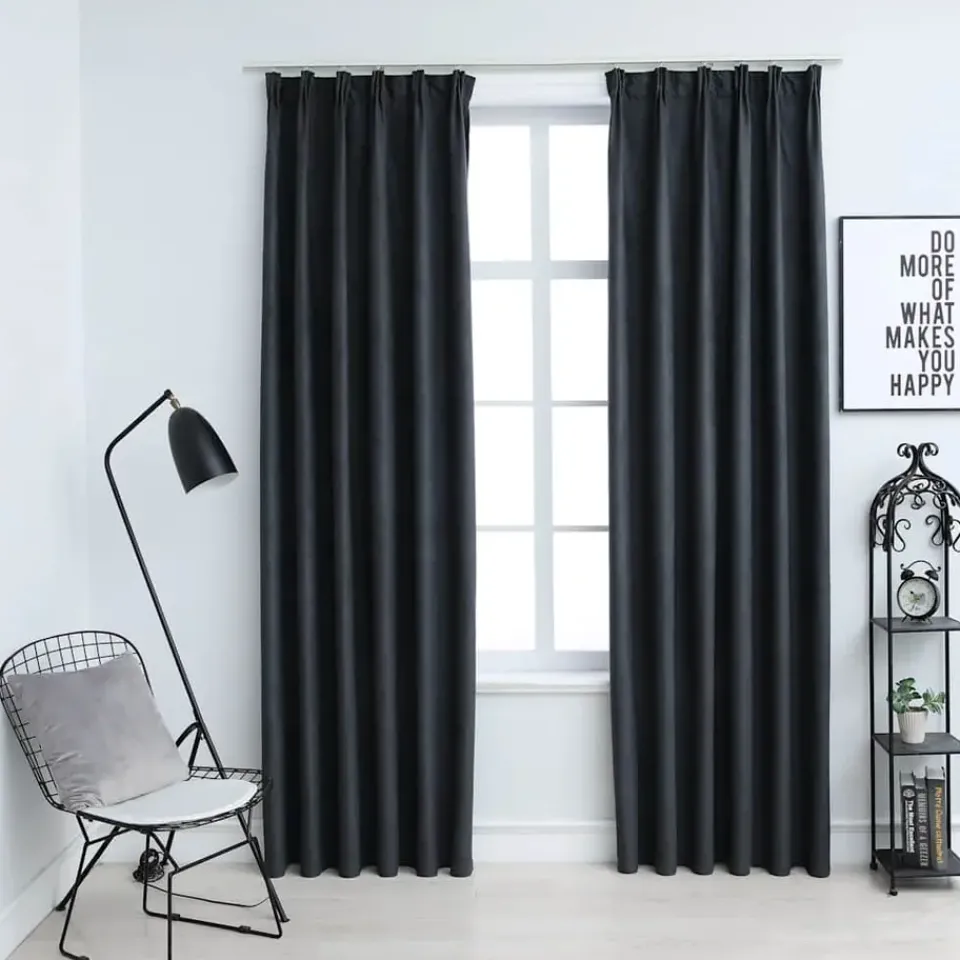 vidaXL - Gordijn - Antraciet - Stof - 140 x 225 cm - 2 stuks Online