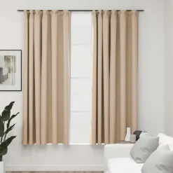 vidaXL - Gordijn - Beige - Stof - 140 x 175 cm - 2 stuks