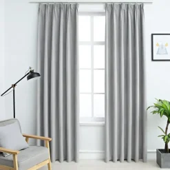 vidaXL - Gordijn - Grijs - Stof - 140 x 225 cm - 2 stuks Online