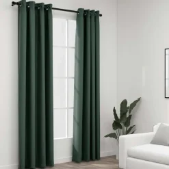 vidaXL - Gordijn - Groen - Stof - 140 x 225 cm - 2 stuks Online