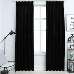 vidaXL - Gordijn - Zwart - Fluweel - 140 x 225 cm - 2 stuks Online