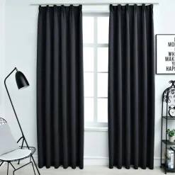vidaXL - Gordijn - Zwart - Stof - 140 x 175 cm Best