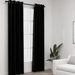 vidaXL - Gordijn - Zwart - Stof - 140 x 225 cm - 2 stuks Discount
