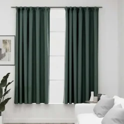 vidaXL - Gordijnen verduisterend - Groen - Stof - 140 x 175 cm - 2 stuks Best