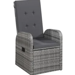 vidaXL - Grijs Tuinset - 6 verstelbaar stoelen en 150x90 cm tafel - Poly rattan Discount