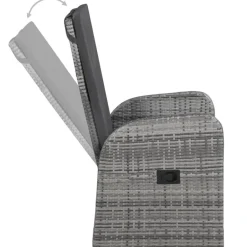 vidaXL - Grijs Tuinset - 6 verstelbaar stoelen en 150x90 cm tafel - Poly rattan Discount