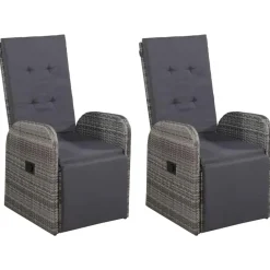 vidaXL - Grijs Tuinset - 4 verstelbaar stoelen en 85x85 cm tafel - Poly rattan Clearance