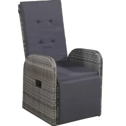 vidaXL - Grijs Tuinset - 4 verstelbaar stoelen en 85x85 cm tafel - Poly rattan Clearance