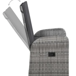 vidaXL - Grijs Tuinset - 4 verstelbaar stoelen en 85x85 cm tafel - Poly rattan Clearance