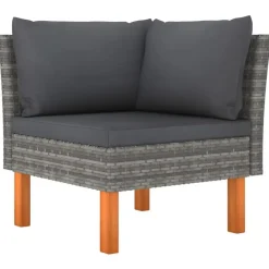 vidaXL - Hoekbank - Grijs - Poly rattan en massief eucalyptushout Clearance