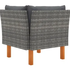 vidaXL - Hoekbank - Grijs - Poly rattan en massief eucalyptushout Clearance