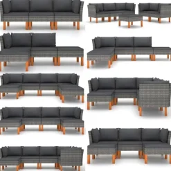 vidaXL - Hoekbank - Grijs - Poly rattan en massief eucalyptushout Clearance