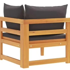 vidaXL - Hoekbank - Grijs - Acaciahout - Met kussens Sale