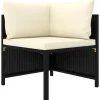 vidaXL - Hoekbank sectioneel - Zwart - Poly rattan - Met kussens