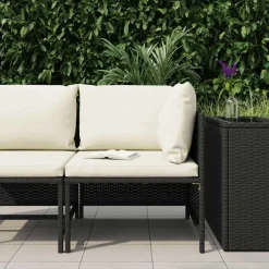vidaXL - Hoekbank sectioneel - Zwart - Poly rattan - Met kussens