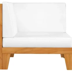 vidaXL - Hoekbank sectioneel - Wit - Acaciahout - Met kussens Online