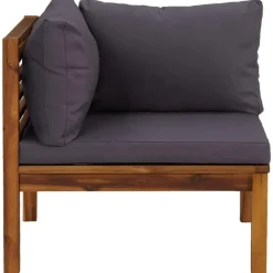 vidaXL - Hoekbank sectioneel - Grijs - Hout - Met kussens New