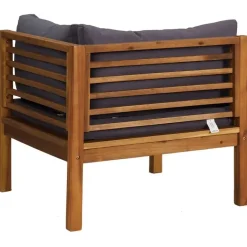 vidaXL - Hoekbank sectioneel - Grijs - Hout - Met kussens New