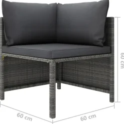 vidaXL - Hoekbank sectioneel - Grijs - Poly rattan - Met kussens