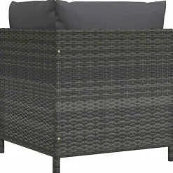 vidaXL - Hoekbank sectioneel - Grijs - Poly rattan - Met kussens