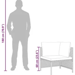vidaXL - Hoekbank sectioneel - Grijs - Poly rattan - Met kussens