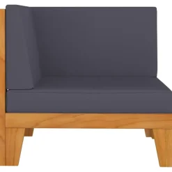 vidaXL - Hoekbank sectioneel - Grijs - Acaciahout - Met kussens Best