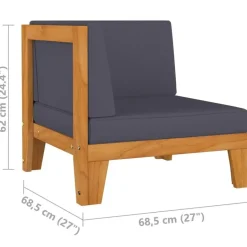 vidaXL - Hoekbank sectioneel - Grijs - Acaciahout - Met kussens Best