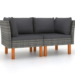 vidaXL - Hoekbanken - Grijs - Poly rattan - 2 stuks Outlet