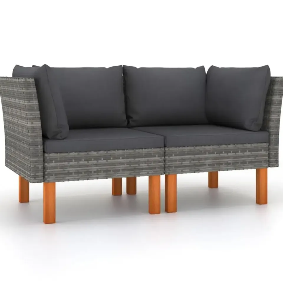 vidaXL - Hoekbanken - Grijs - Poly rattan - 2 stuks Outlet