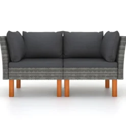 vidaXL - Hoekbanken - Grijs - Poly rattan - 2 stuks Outlet