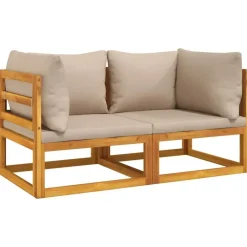 vidaXL - Hoekbanken sectioneel - Taupe - Acaciahout - 2 stuks Best