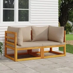 vidaXL - Hoekbanken sectioneel - Taupe - Acaciahout - 2 stuks Best