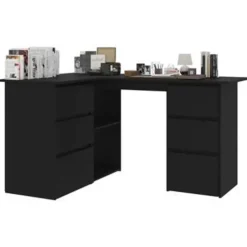 vidaXL - Hoekbureau - Zwart - Bewerkt hout Discount