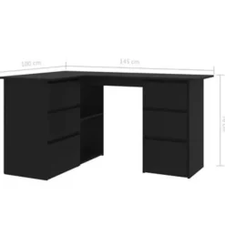 vidaXL - Hoekbureau - Zwart - Bewerkt hout Discount