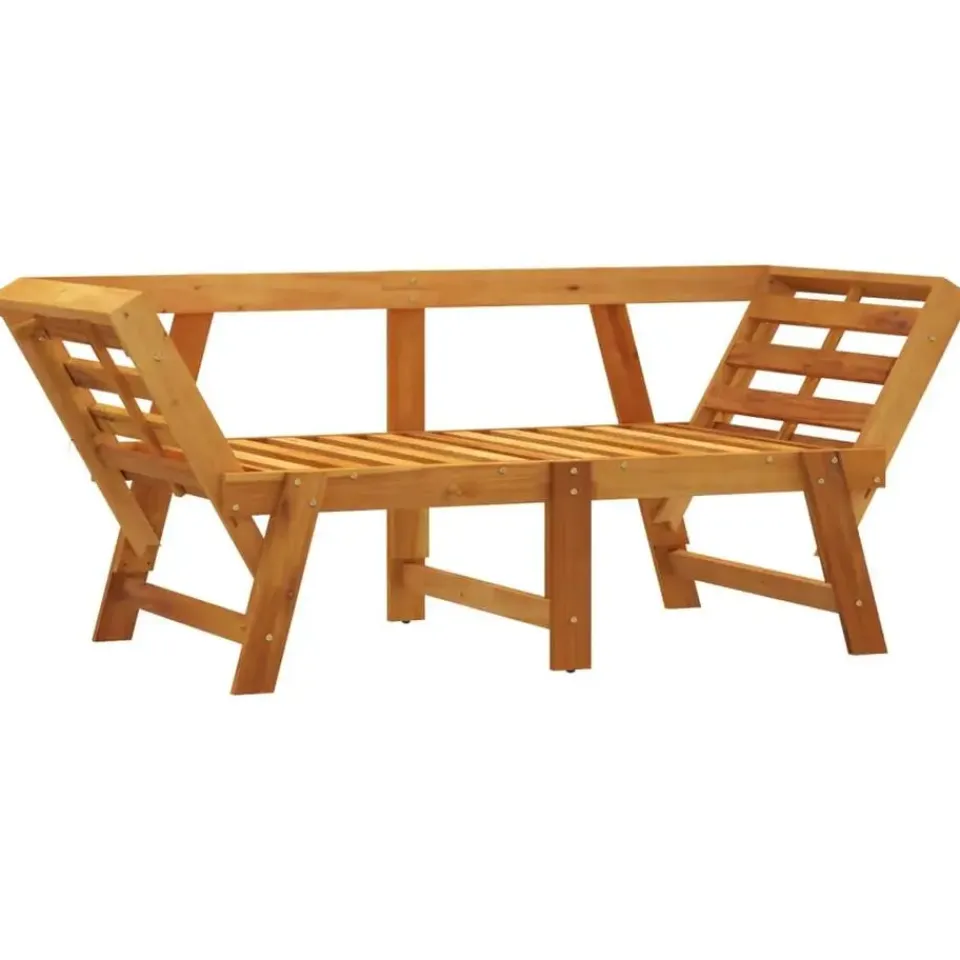 vidaXL - 2-in-1 Loungebank met crème kussens - Massief acaciahout - 205x74x66 cm Online