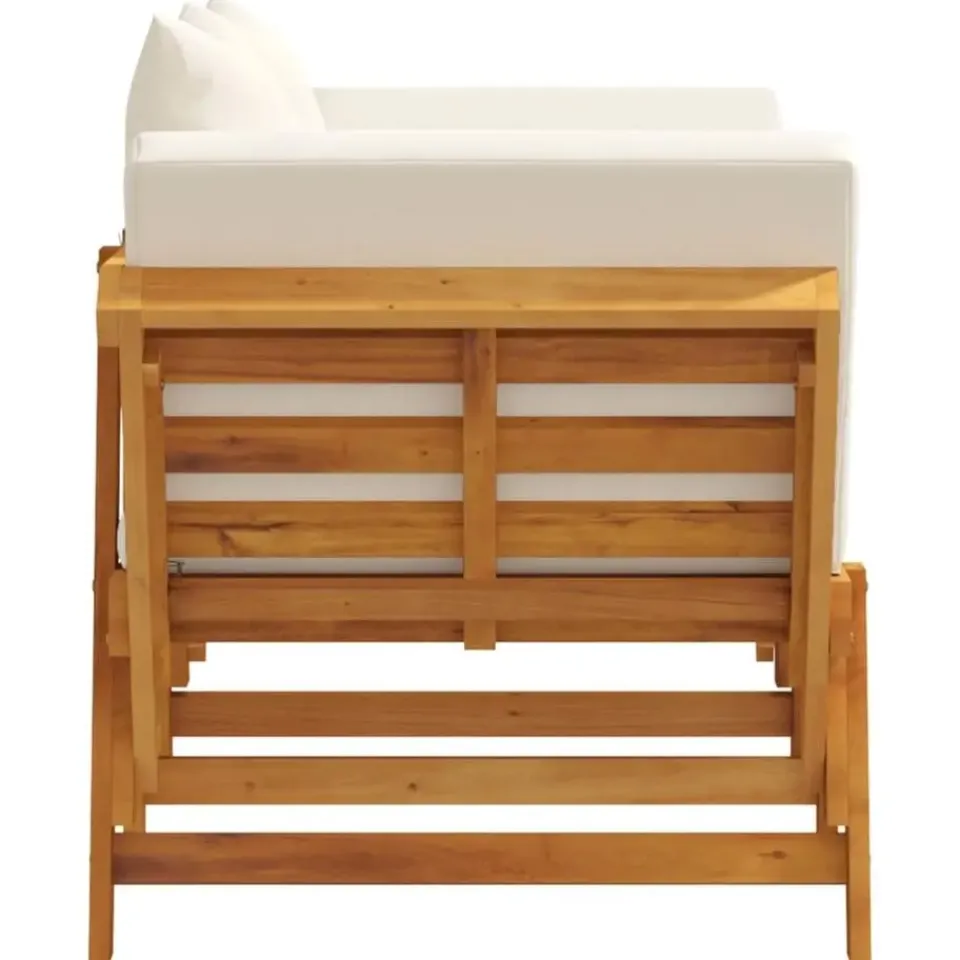 vidaXL - 2-in-1 Loungebank met crème kussens - Massief acaciahout - 205x74x66 cm Online