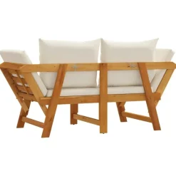 vidaXL - 2-in-1 Loungebank met crème kussens - Massief acaciahout - 205x74x66 cm Online