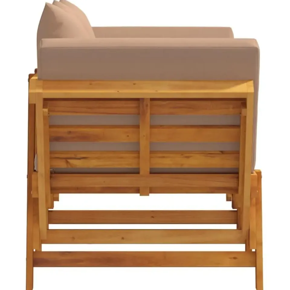 vidaXL - 2-in-1 Loungebank met taupe kussens - Massief acaciahout - 205x74x66 cm Best