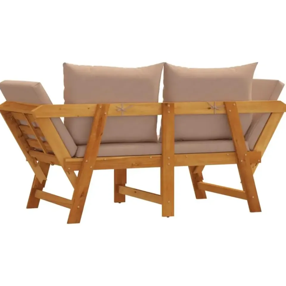 vidaXL - 2-in-1 Loungebank met taupe kussens - Massief acaciahout - 205x74x66 cm Best